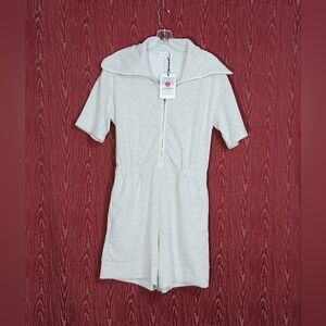 OSTAUG Gray Size S 1/2 Zip Turtleneck Short Sleeve Athletic Romper Jumpsuit NWT